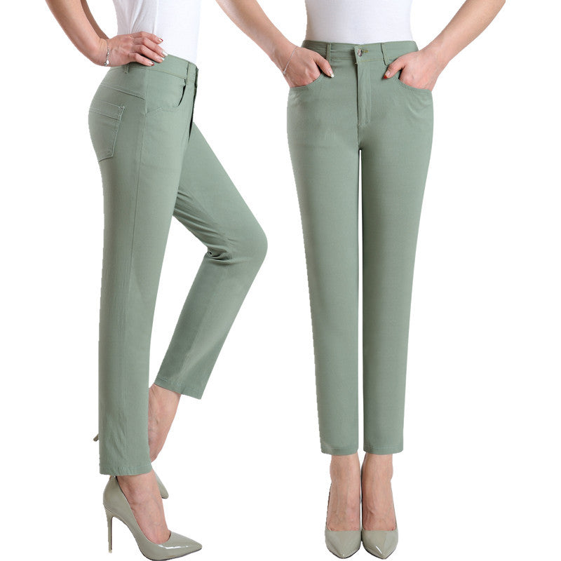 High-Waist Elastic Middle-Aged And Elderly Loose Women's Trousers