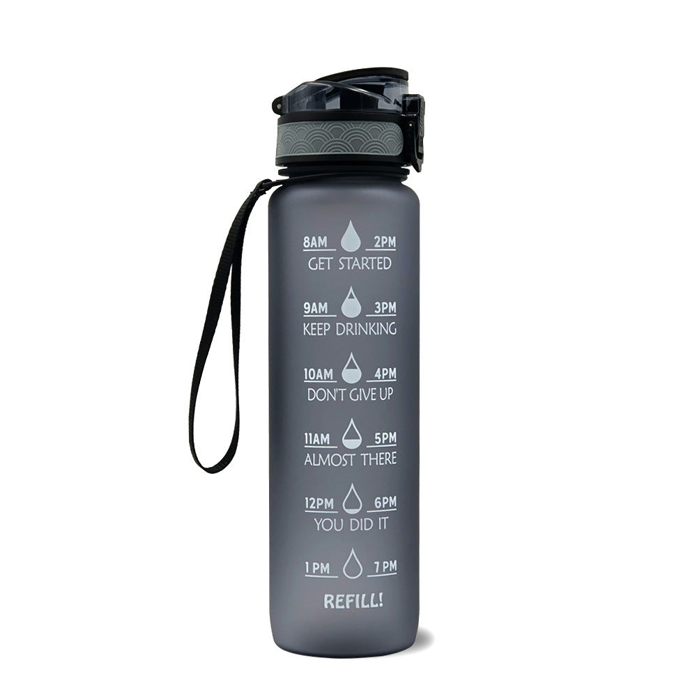 1L Tritan Abnehm-Wasserflasche mit Zeitmarkierung für Sport und Fitness.