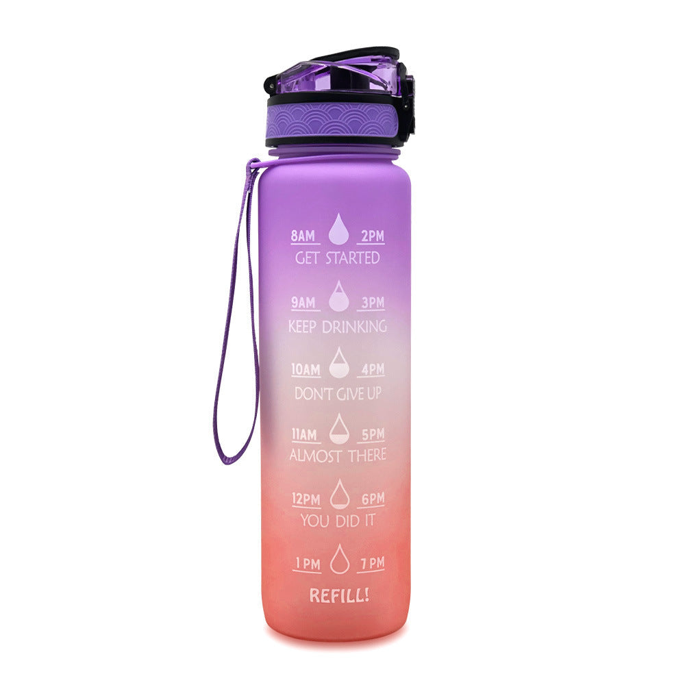 1L Tritan Abnehm-Wasserflasche mit Zeitmarkierung für Sport und Fitness.