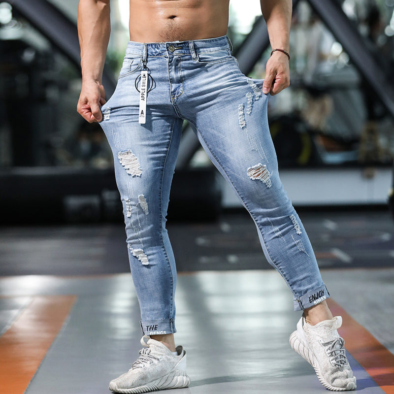 Herren Slim-Fit-Jeans mit Rissen