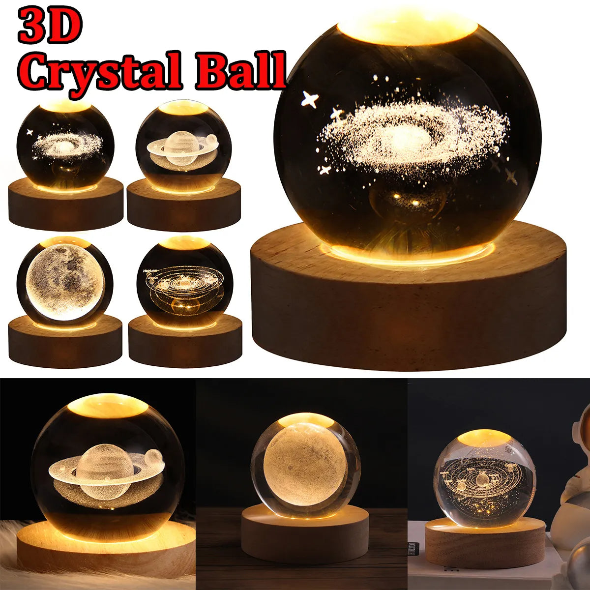 LED-Nachtlicht Galaxy Crystal Ball Tischlampe