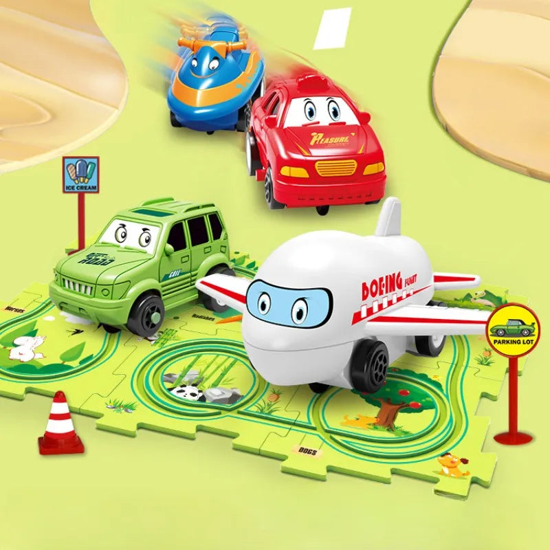 Kinder-Puzzle-Elektro-Bahndraisinen-Bausatz Autos