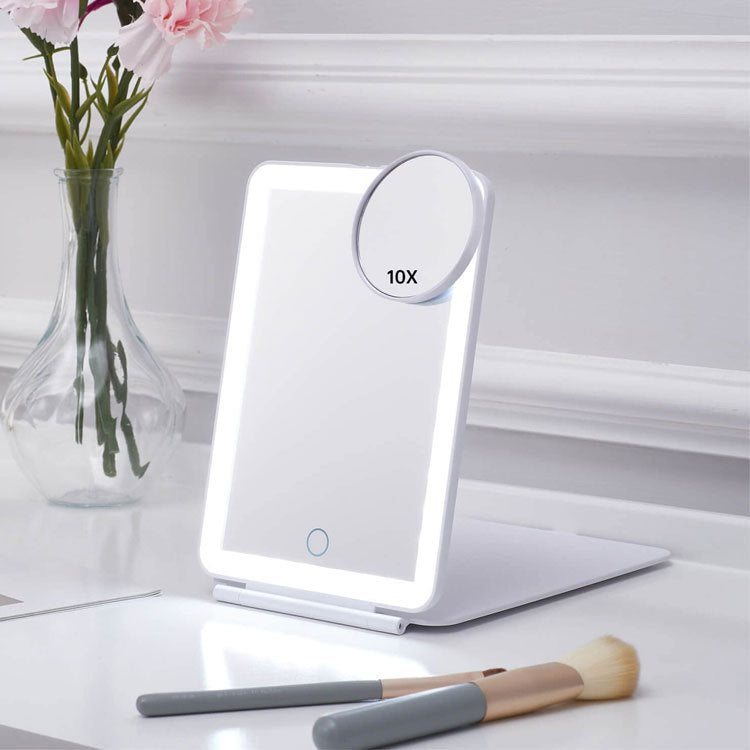 LED-Touch-Make-up-Spiegel mit tragbarem Faltlicht Flip