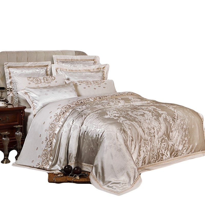 Vierteiliges Bettwäsche-Set aus Vollbaumwolle
